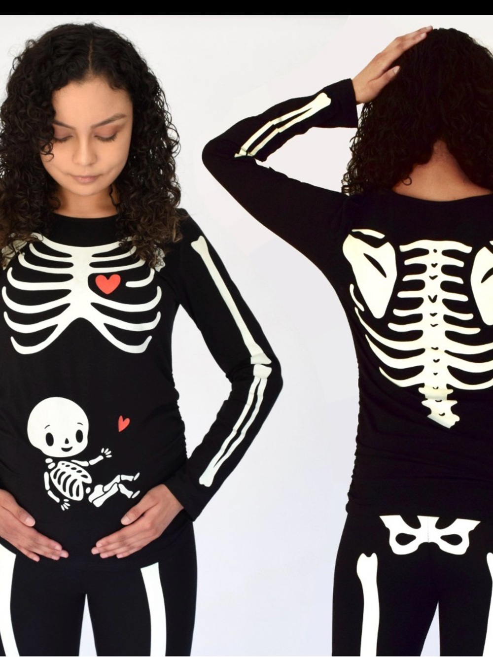 Glow-in-the-dark Maternity Skeleton with Baby Costume